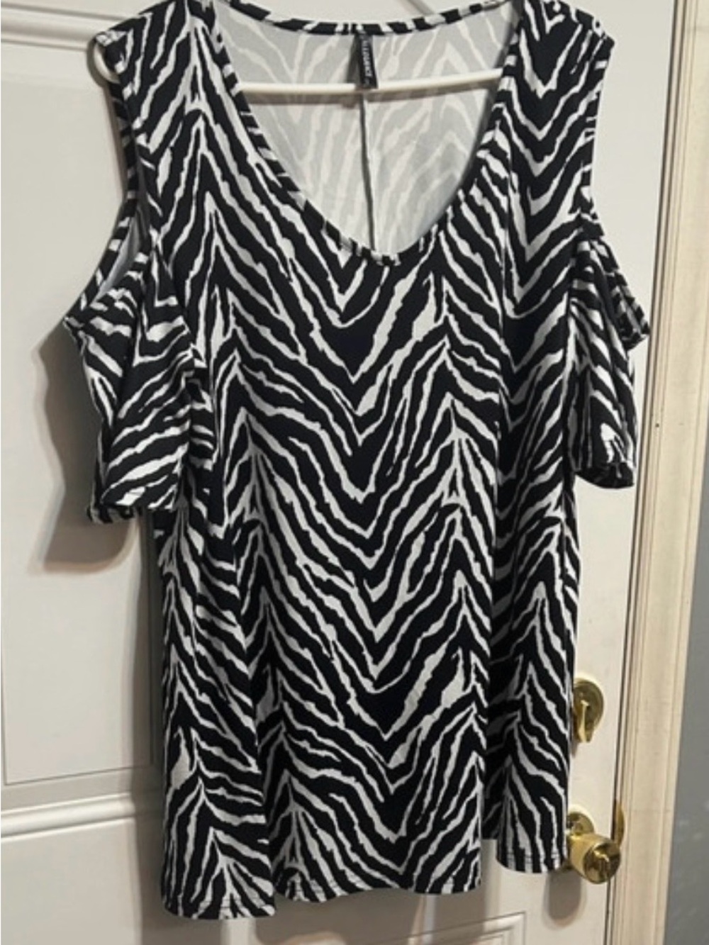 Zebra Print Black & White Curtain Panel by